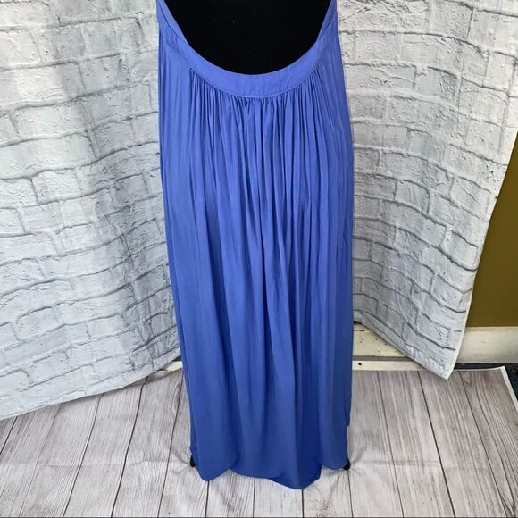 Lulus plunging scoopneck halter maxi wrap dress with tie and open back slit XS - Picture 3 of 8